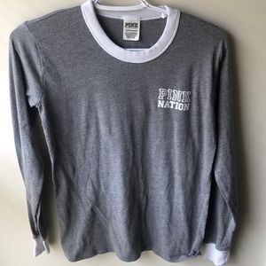 Gray long sleeve shirt pink Victoria’s Secret